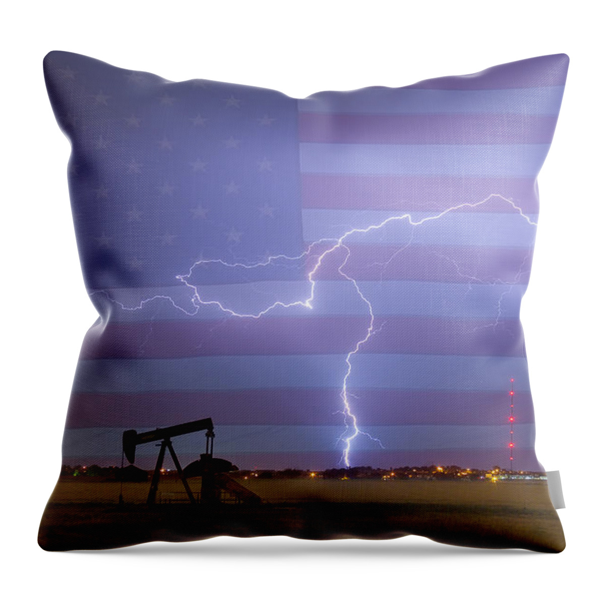 Lightning Throw Pillow featuring the photograph Crude Oil and Natural Gas Striking Across America by James BO Insogna