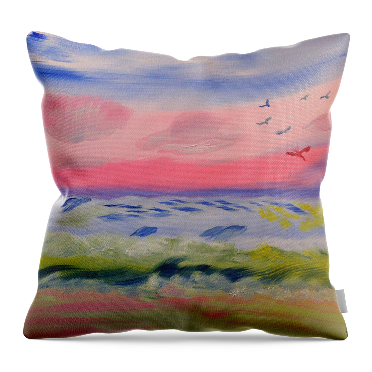 Sunset Throw Pillow featuring the painting Cruisin' by Meryl Goudey