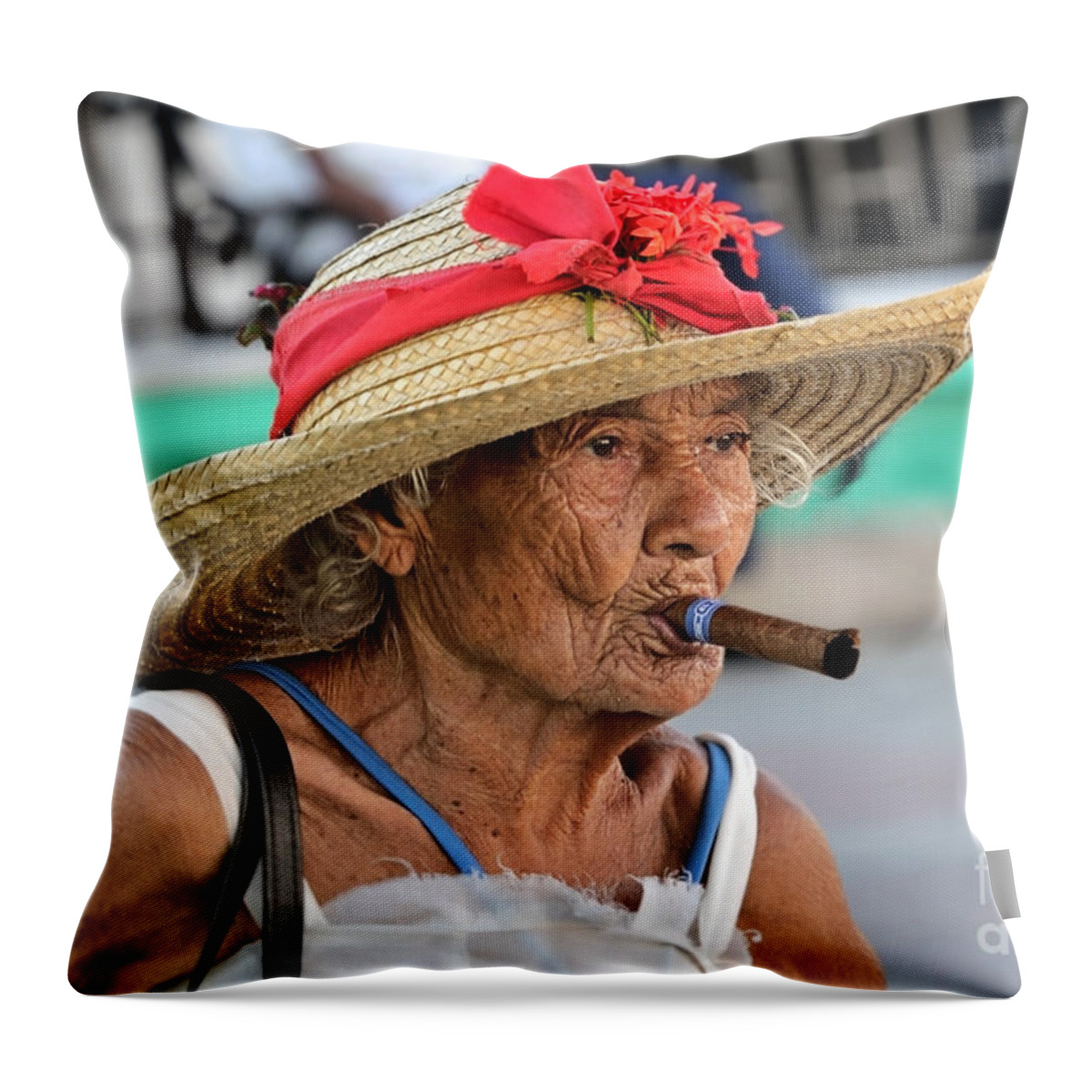 Cuba Throw Pillow featuring the photograph Cuban Lady by Jola Martysz