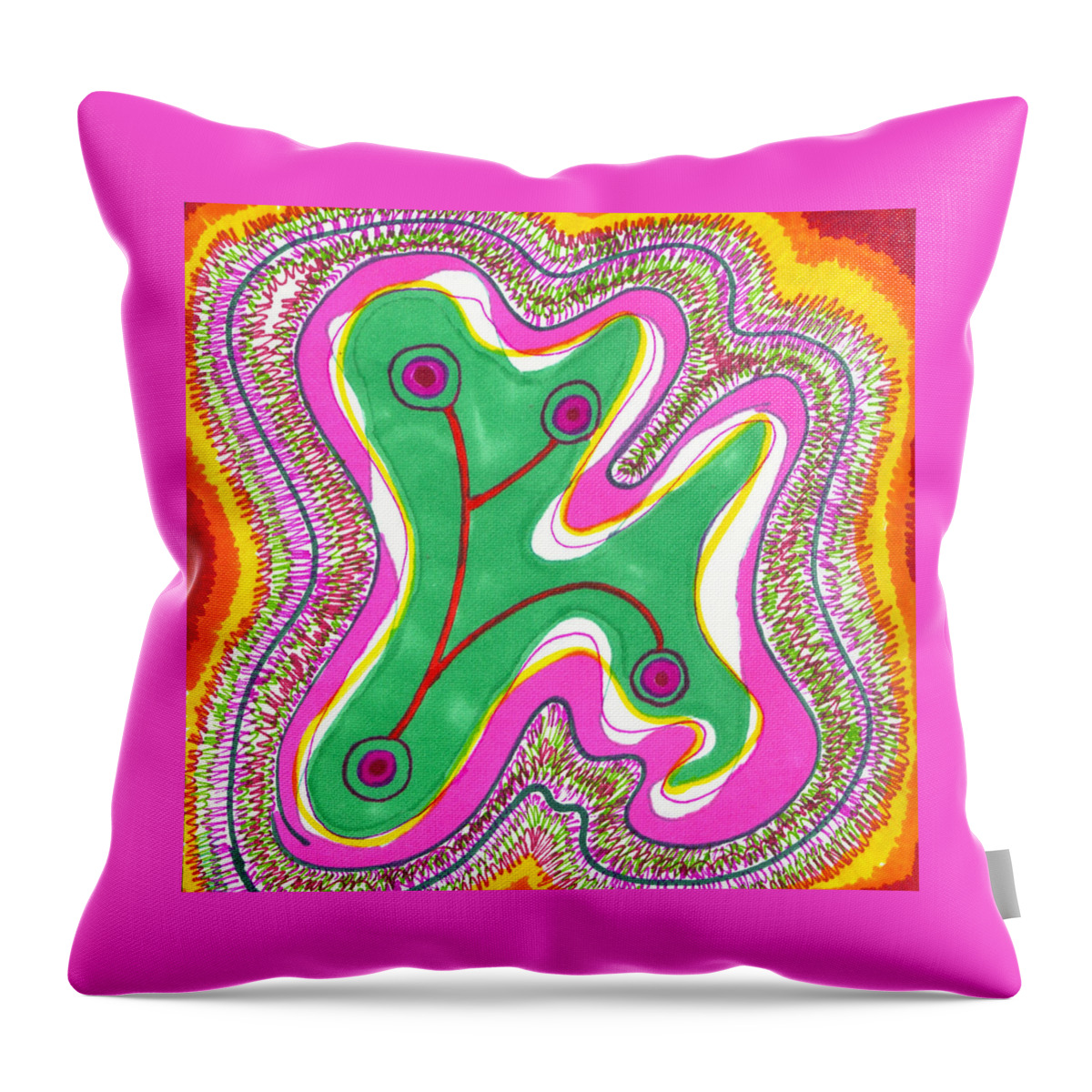 Squiggles Throw Pillow featuring the drawing Cube Side 3 by Steve Sommers