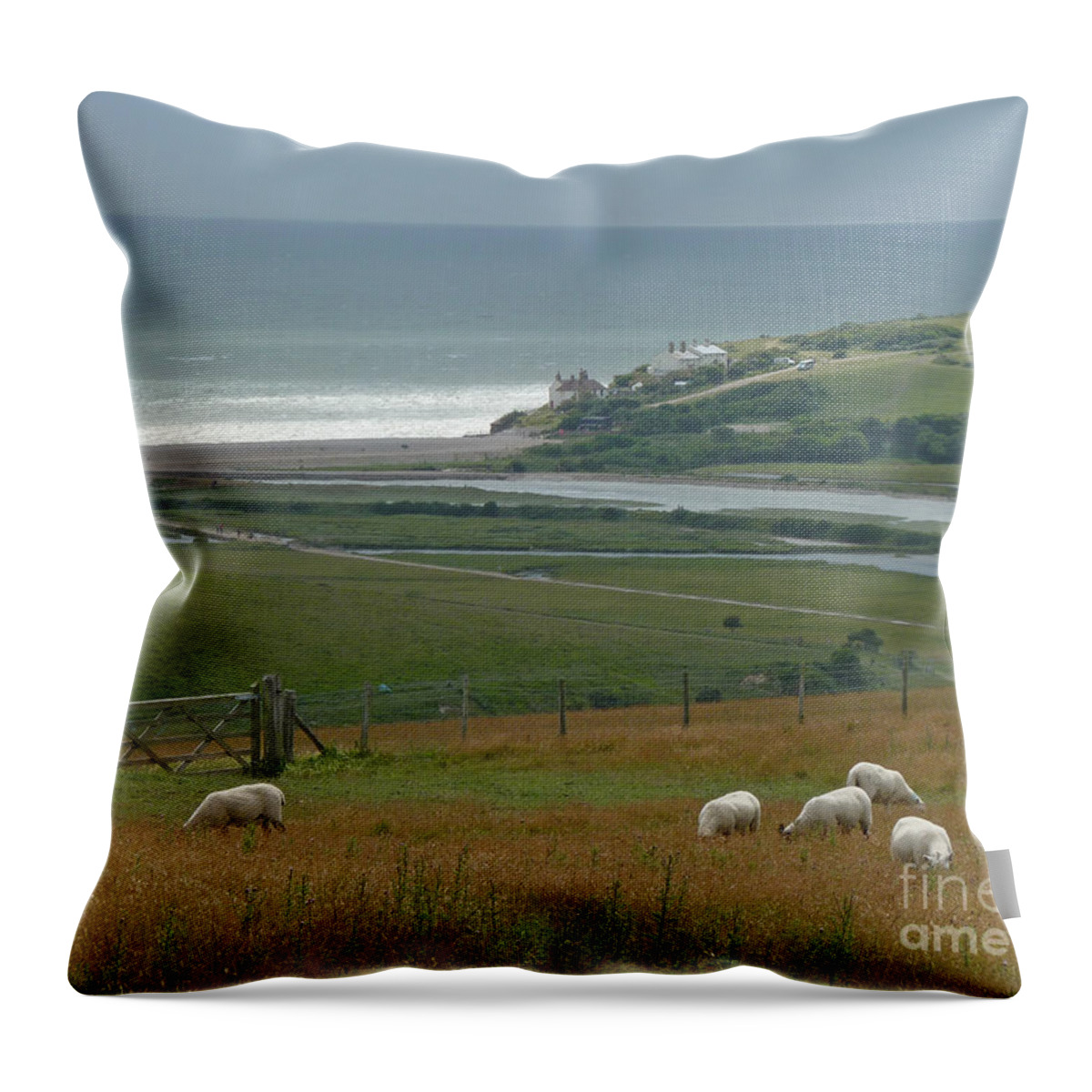 Cuckmere Haven Throw Pillow featuring the photograph Cuckmere Haven View - Sussex - England by Phil Banks