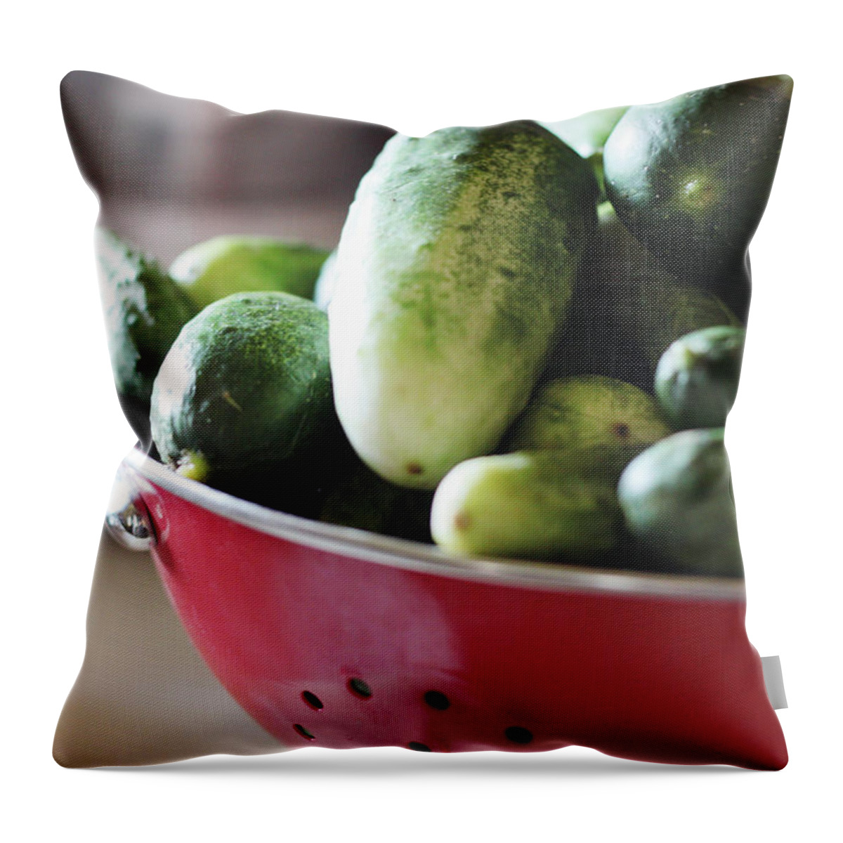 Healthy Eating Throw Pillow featuring the photograph Cucumbers by Photos By By Deb Alperin