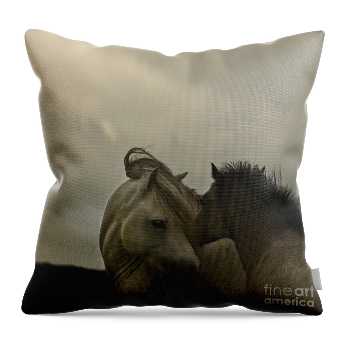 Horses Throw Pillow featuring the photograph Cuddle Me by Ang El