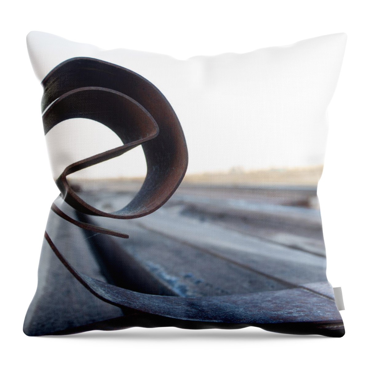 Close-up Throw Pillow featuring the photograph Curled Steel by Fran Riley