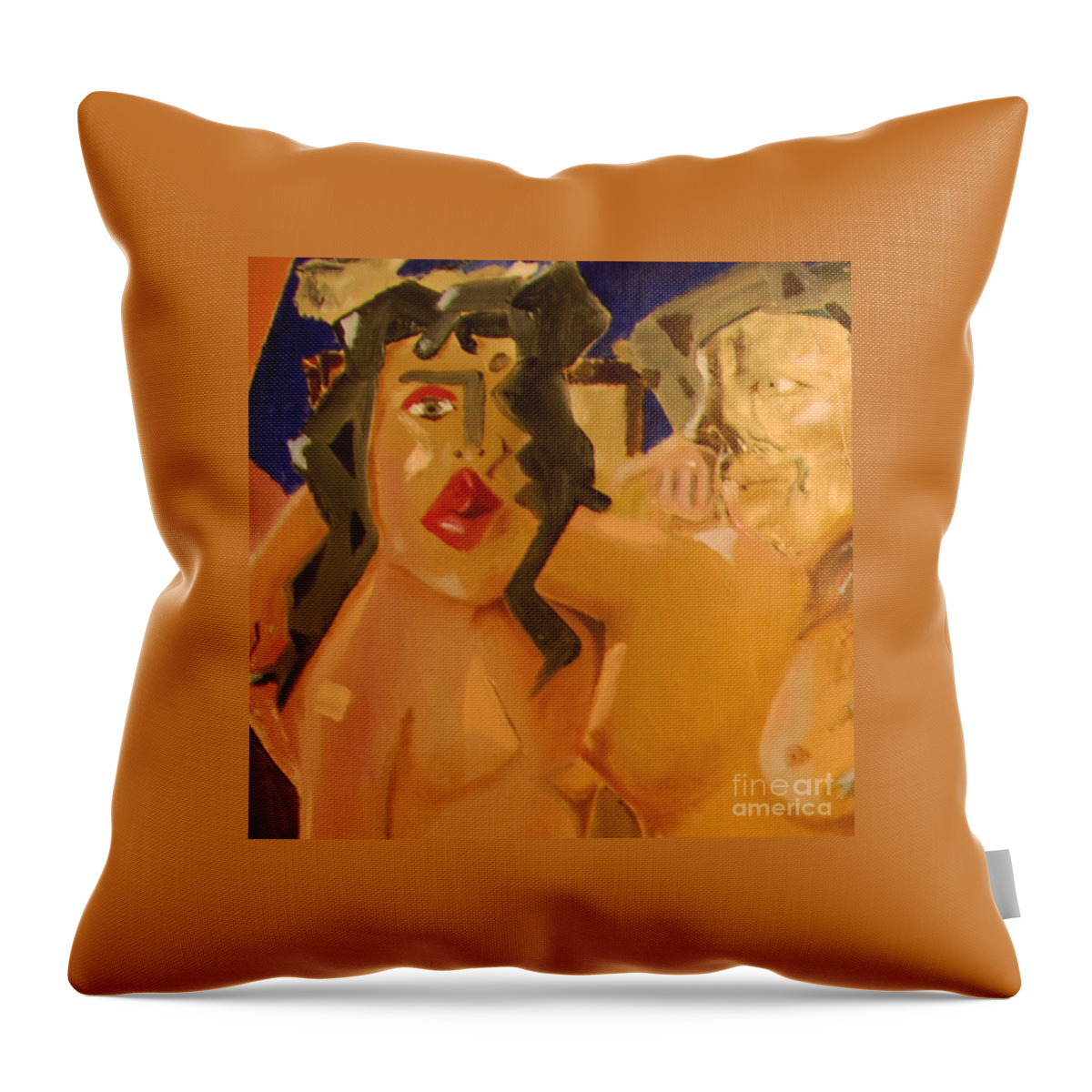 Girl Dancers Throw Pillow featuring the painting Cut I - Pole Dancers And Their Admirers by James Lavott
