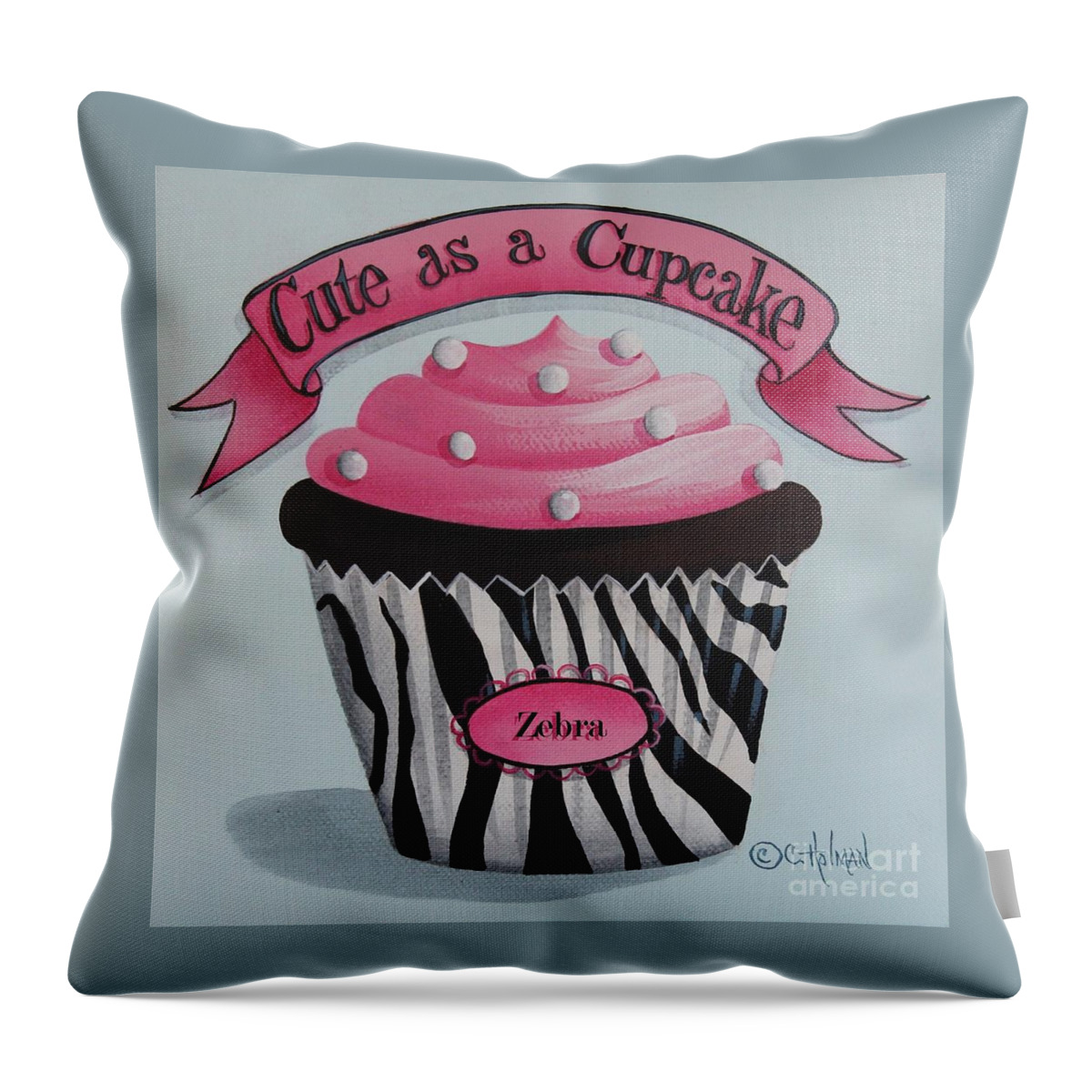 Art Throw Pillow featuring the painting Cute as a Cupcake by Catherine Holman