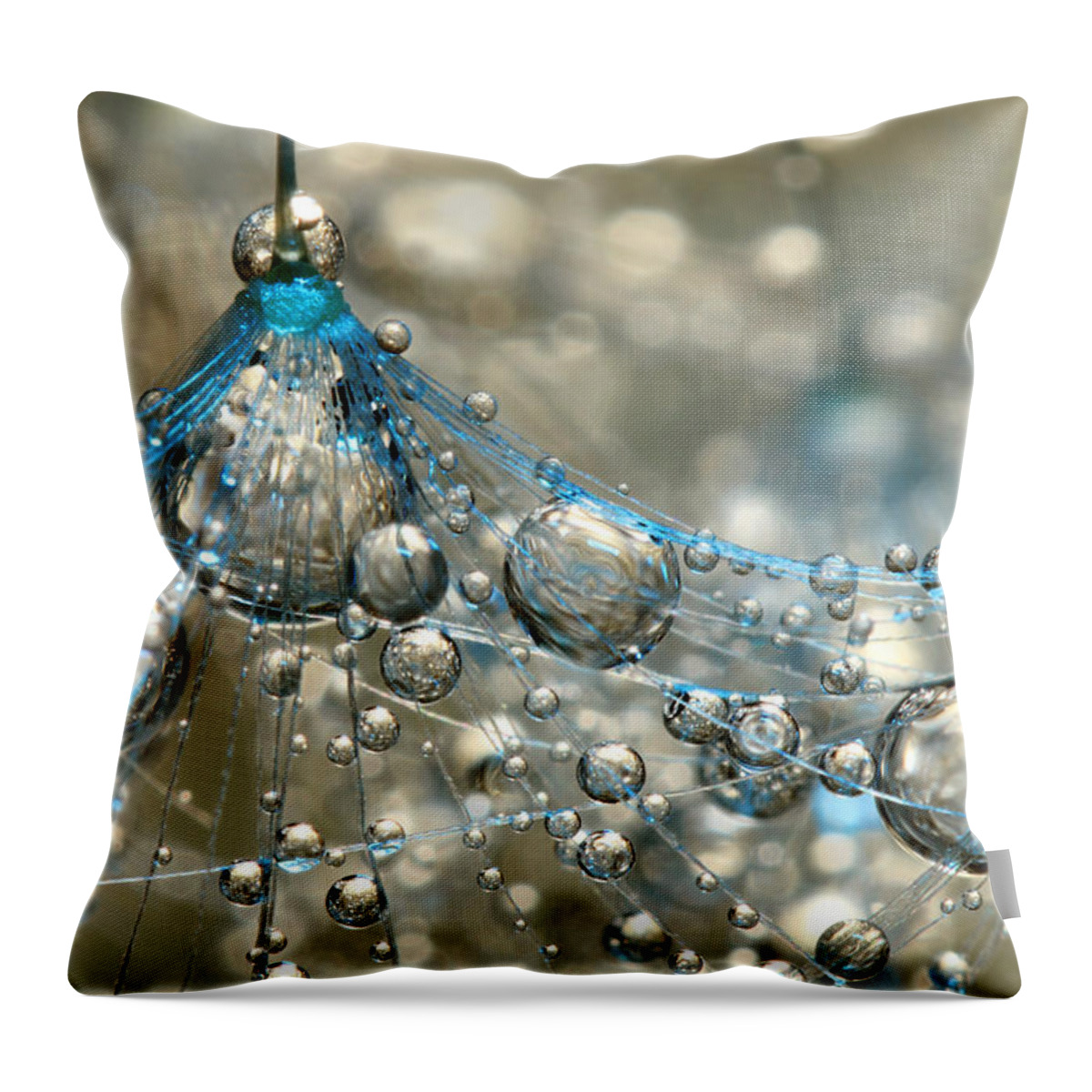 Danedelion Throw Pillow featuring the photograph Cyan and Gold by Sharon Johnstone