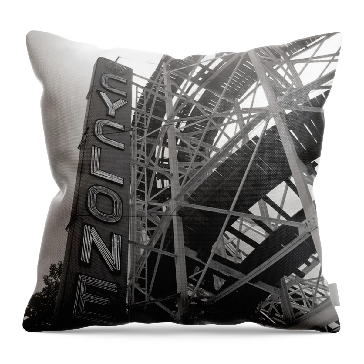 Cyclone Throw Pillow featuring the digital art Cyclone Rollercoaster - Coney Island by Jim Zahniser
