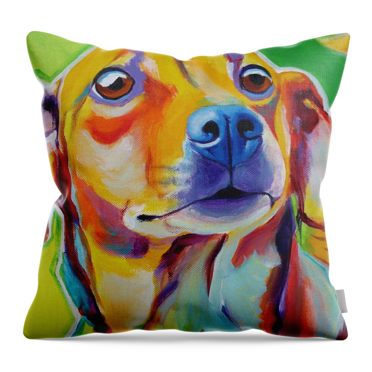 Dog Throw Pillow featuring the painting Chiweenie - Little Dog by Dawg Painter