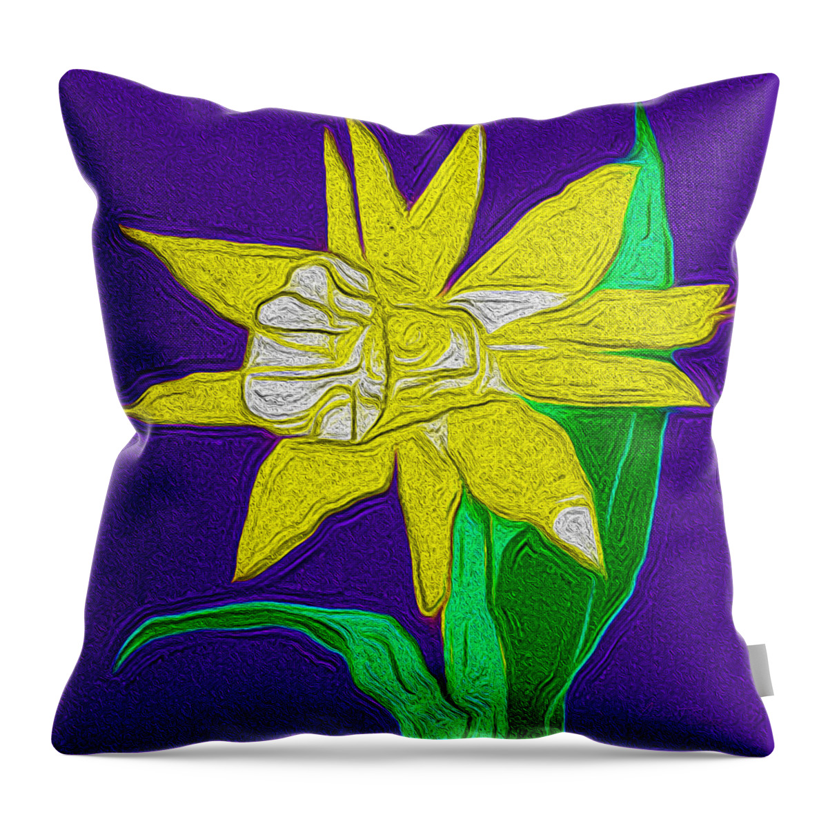 Spring Bulbs Throw Pillow featuring the digital art Daffodil - Narcissus by Robert J Sadler