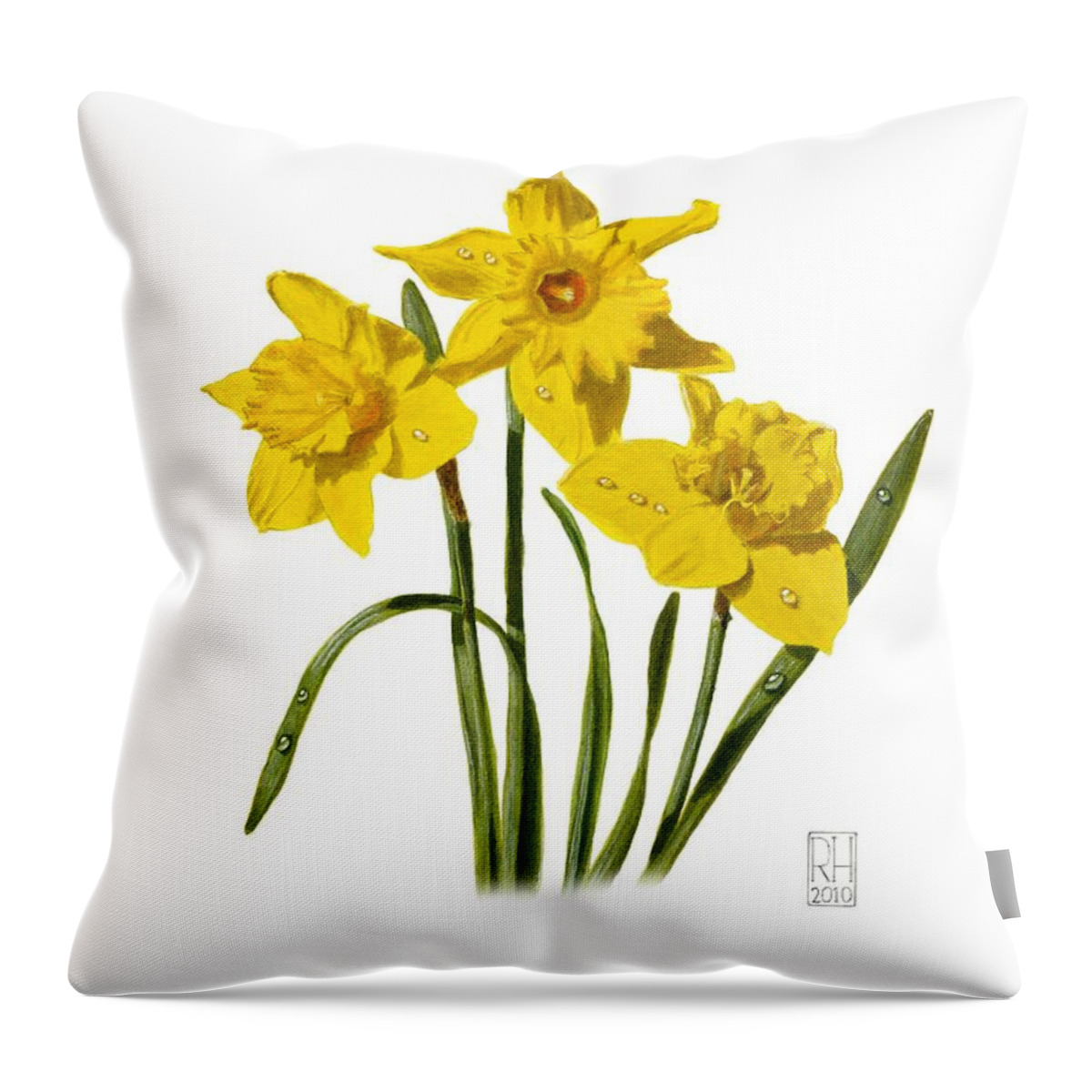 Daffodil Throw Pillow featuring the painting Daffodils by Richard Harpum
