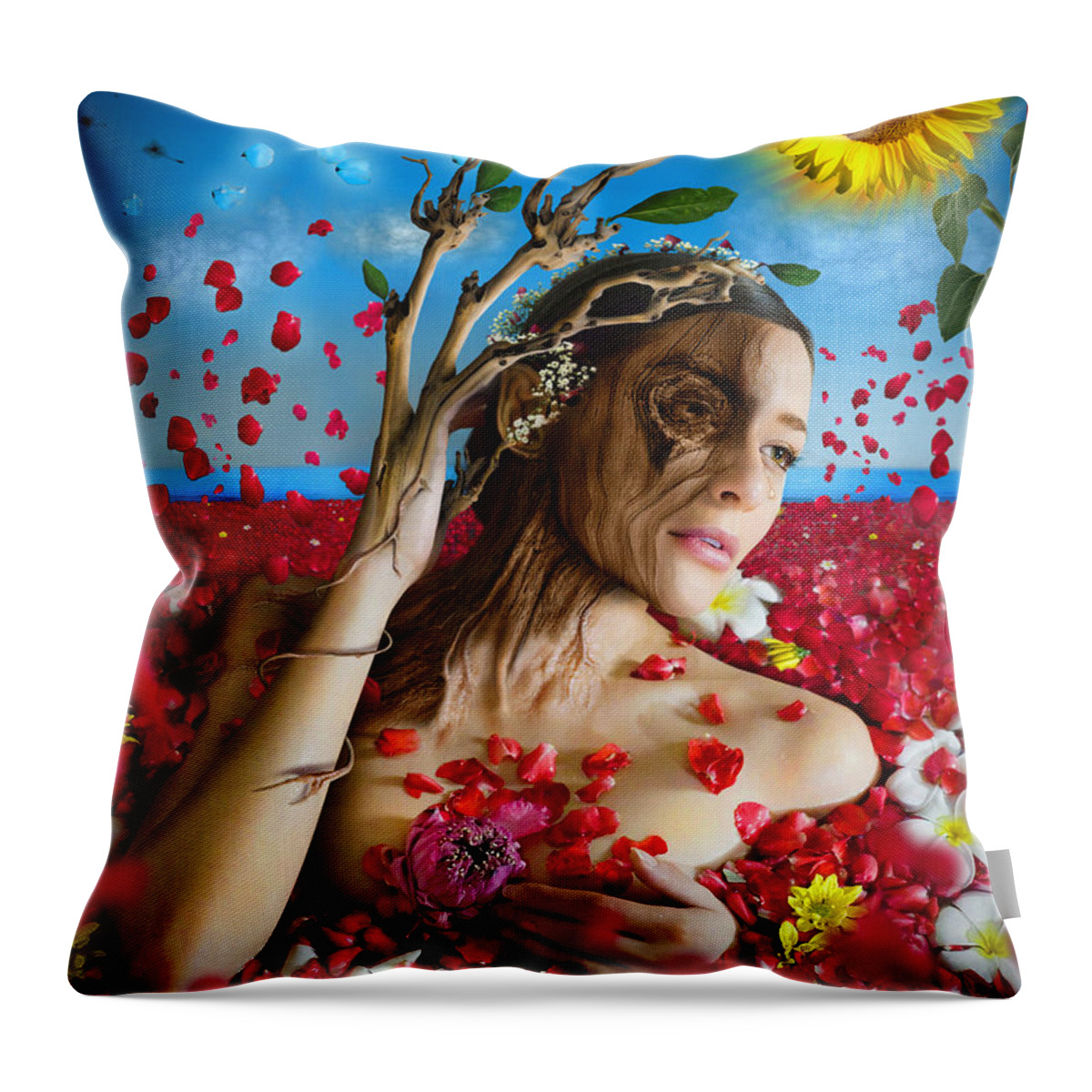 Dafne Throw Pillow featuring the digital art Dafne  Hit in the physical but hurt the soul by Alessandro Della Pietra