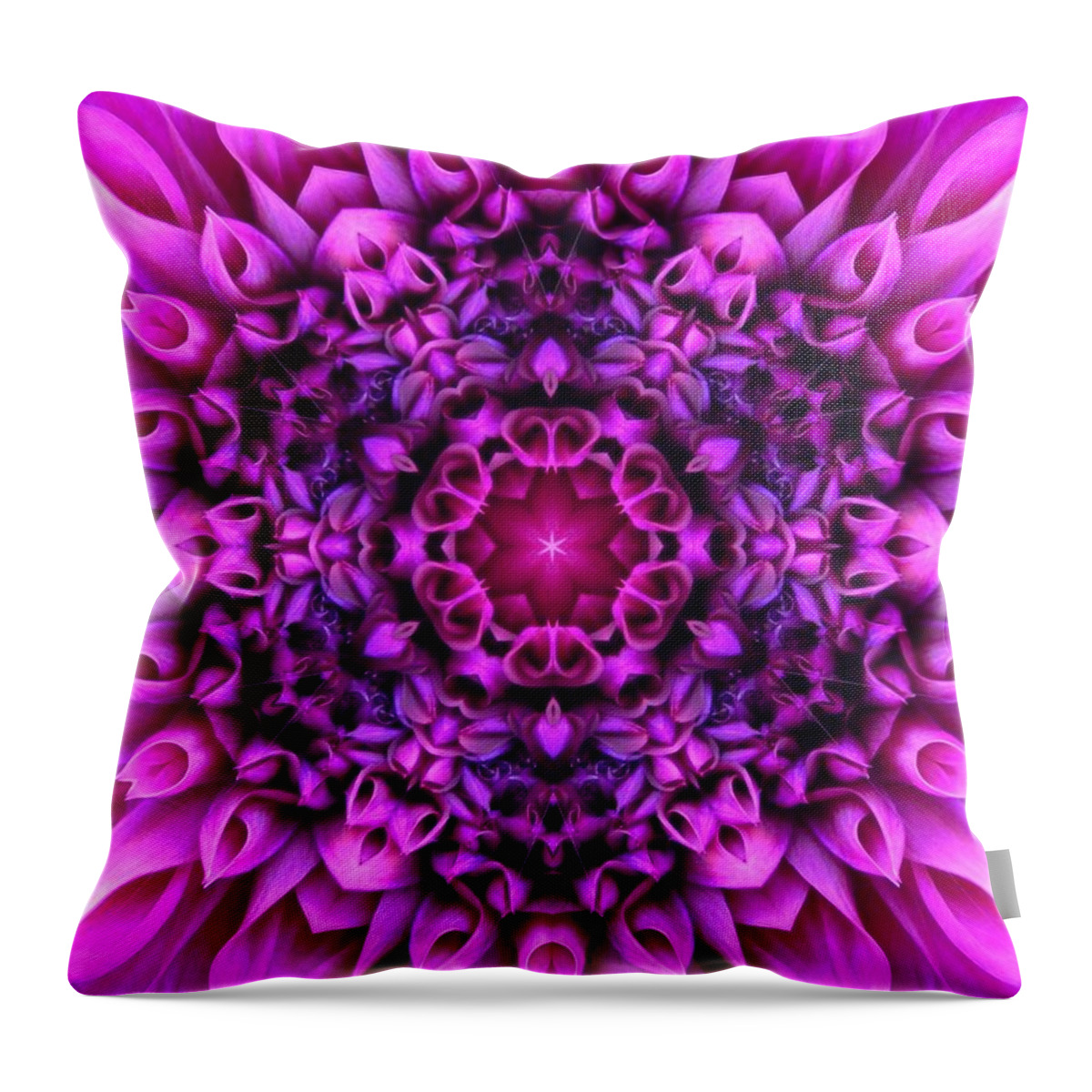 Mandalas Throw Pillow featuring the digital art Dahlia Pink Star Mandala by Diane Lynn Hix