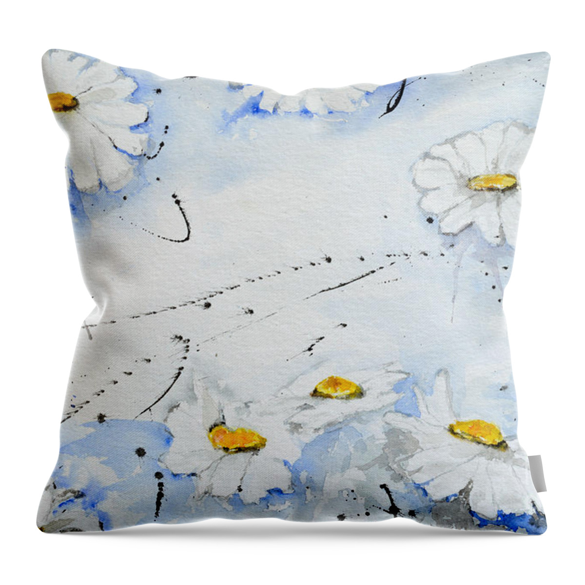 Daisies Throw Pillow featuring the painting Daisies - Flower by Ismeta Gruenwald