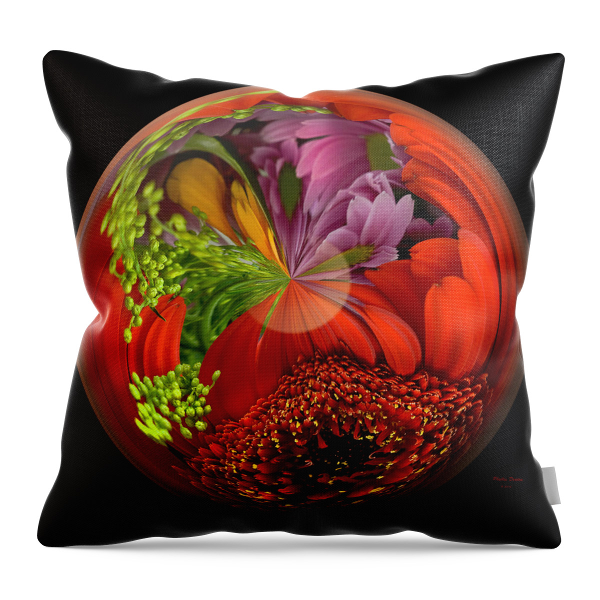 Flowers Throw Pillow featuring the photograph Daisy Bouquet In A Globe by Phyllis Denton