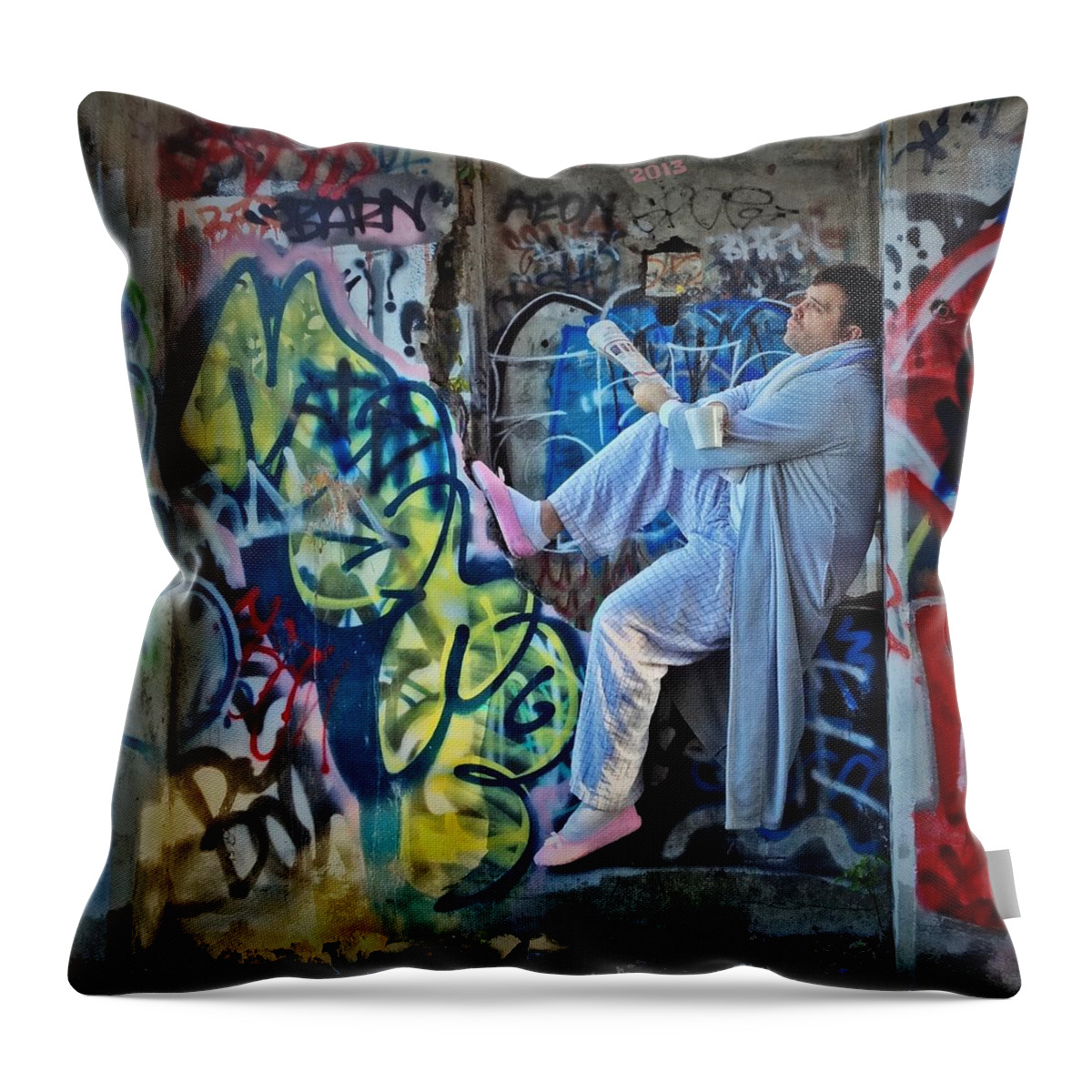 Graffiti Underground Throw Pillow featuring the photograph Dalyn at the Graffiti Underground by Victoria Porter