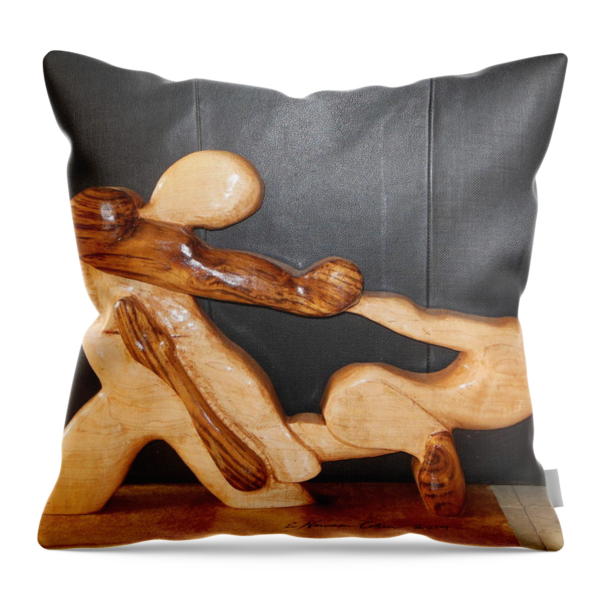 Dance Of Escape Throw Pillow featuring the sculpture Dance of Escape by Esther Newman-Cohen