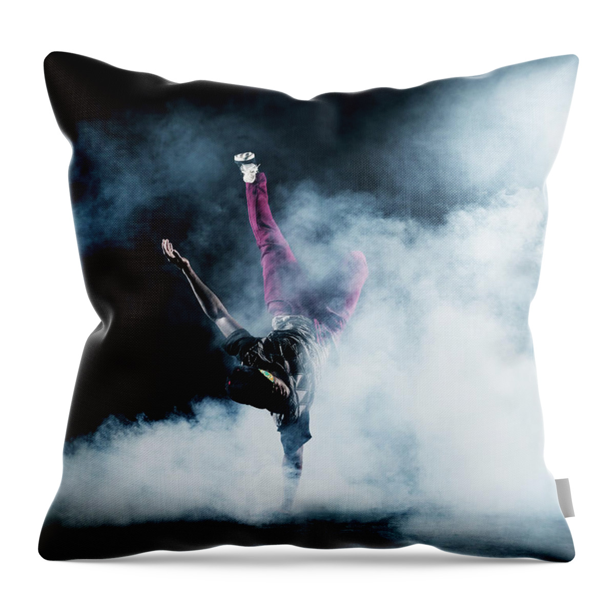 Copenhagen Throw Pillow featuring the photograph Dancer Surrounded By Smoke by Henrik Sorensen