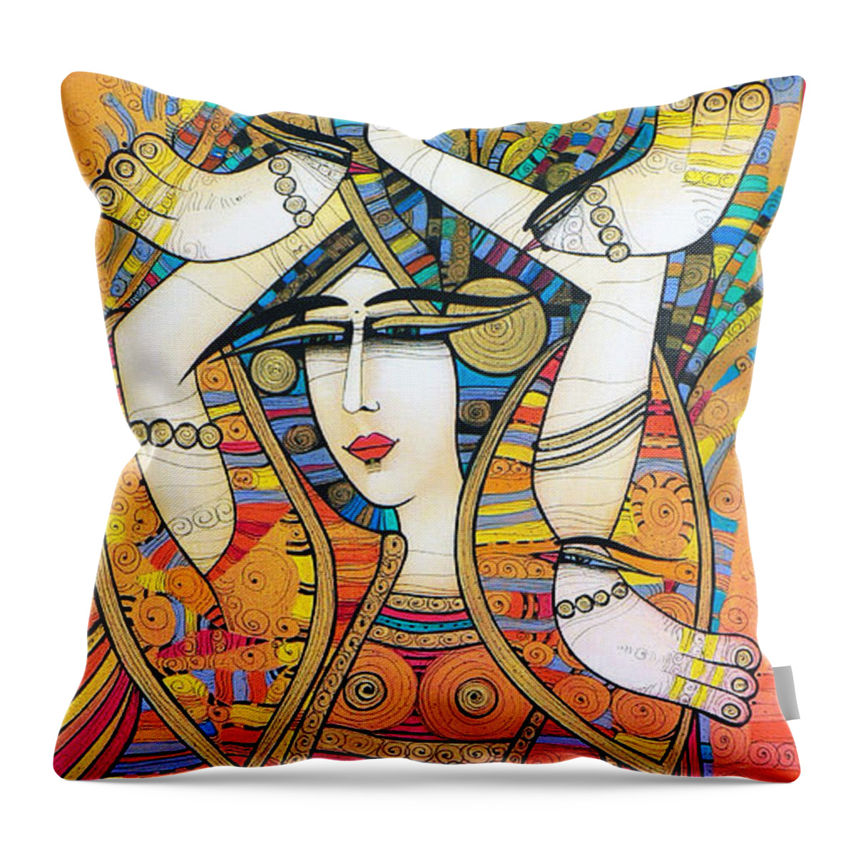 Albena Throw Pillow featuring the painting Dancer With Doves by Albena Vatcheva