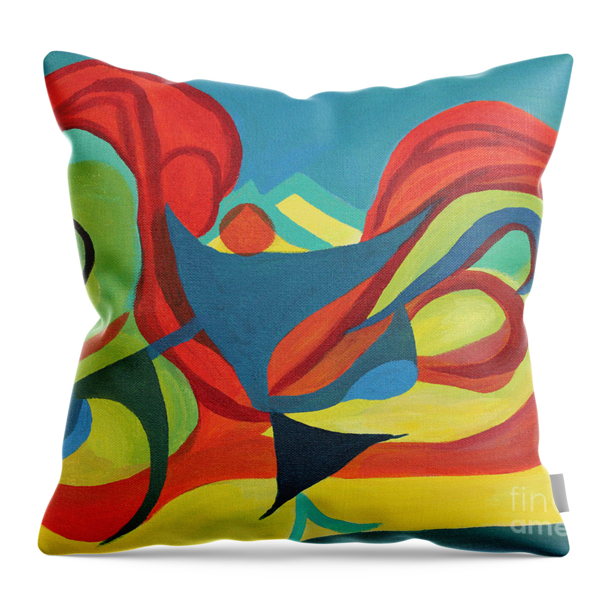 Abstract Throw Pillow featuring the painting Dancing Child by Annette M Stevenson