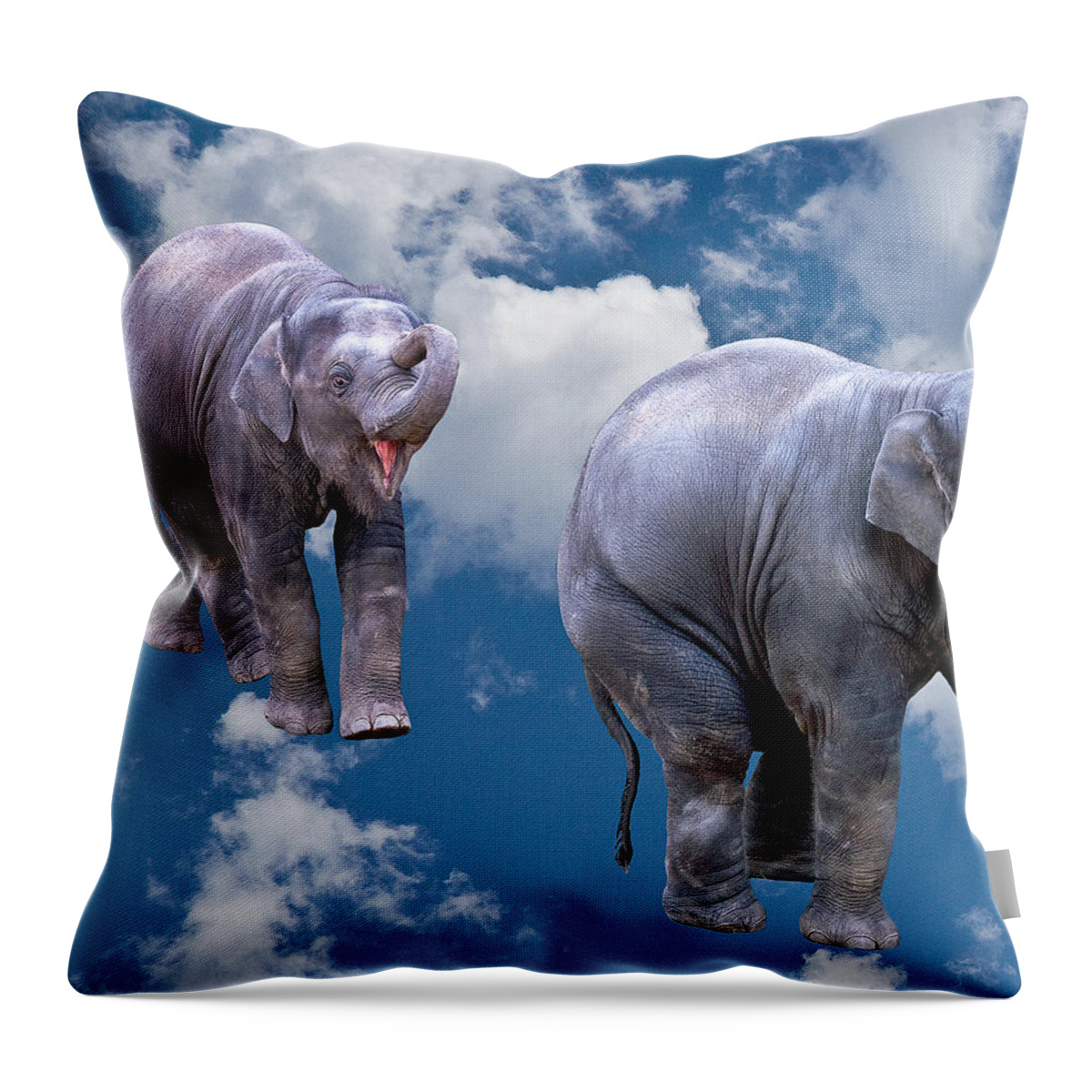 Animal Throw Pillow featuring the photograph Dancing Elephants by Jean Noren