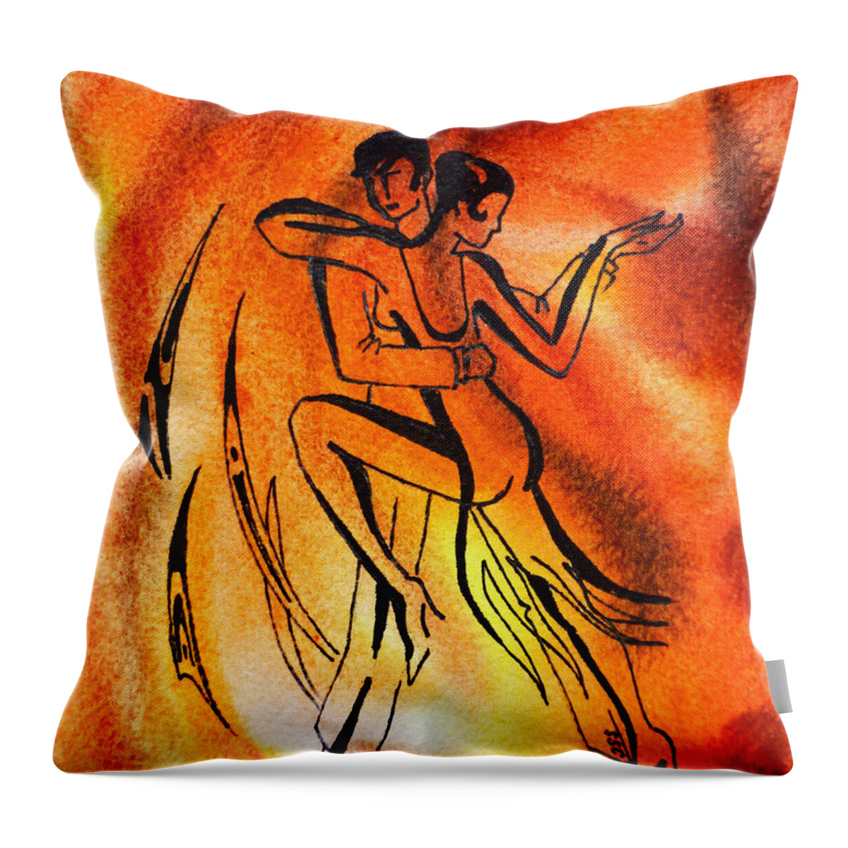 Abstract Design Throw Pillow featuring the painting Dancing Fire IV by Irina Sztukowski