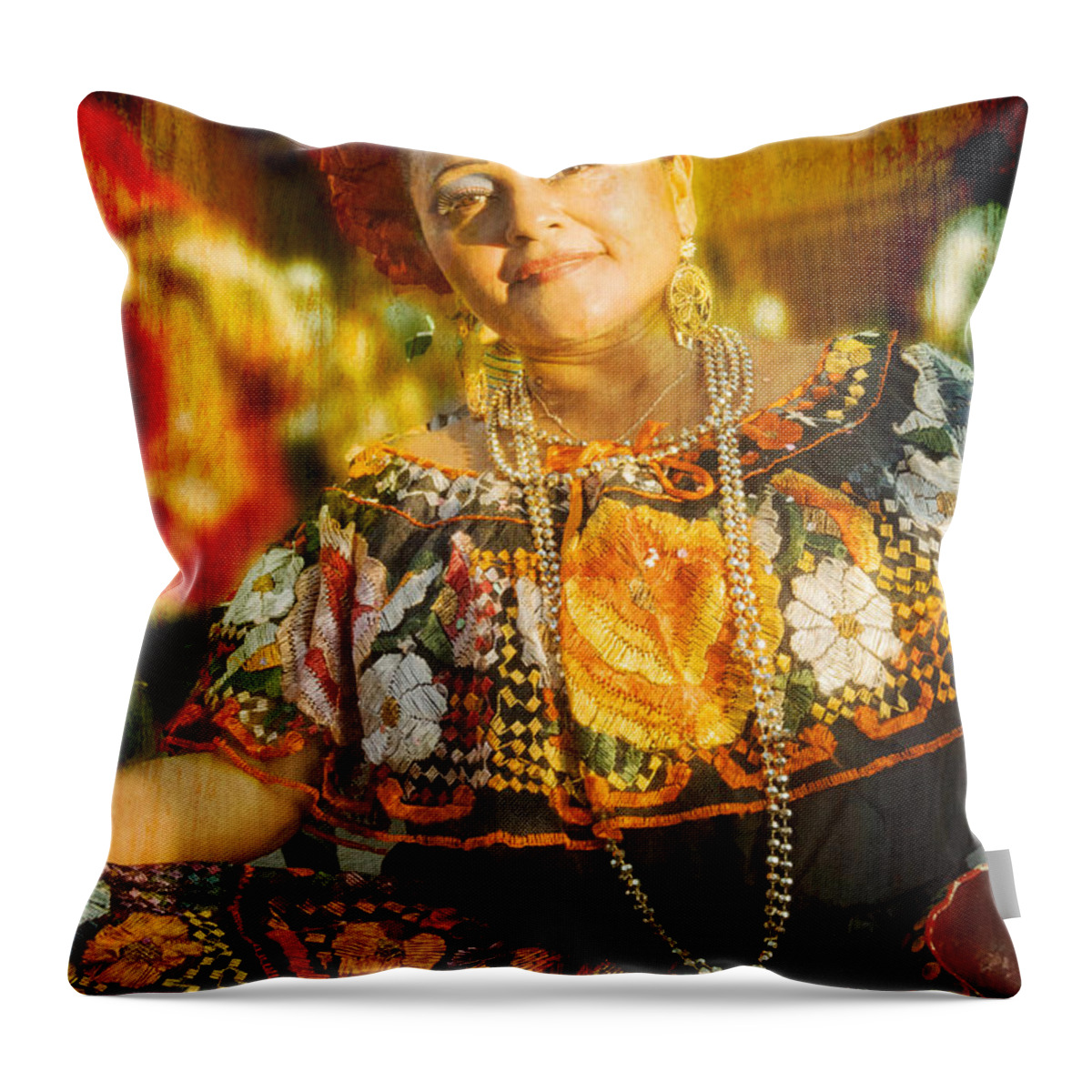 Costume Throw Pillow featuring the photograph Dancing Lady by Barry Weiss