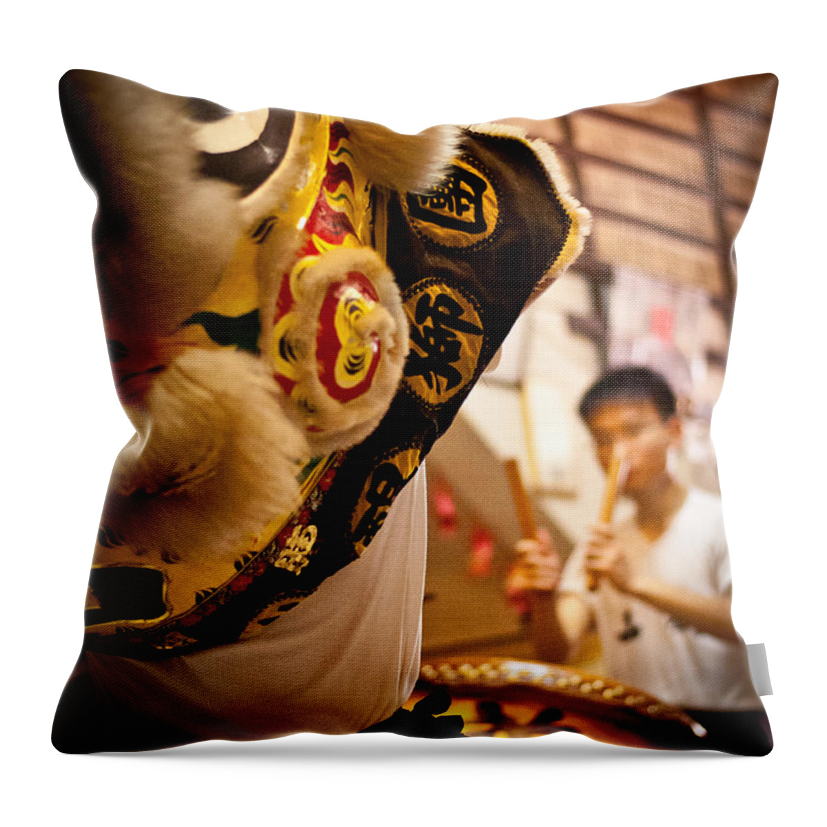 Documentary Throw Pillow featuring the photograph Dancing Lion by Rick Saint