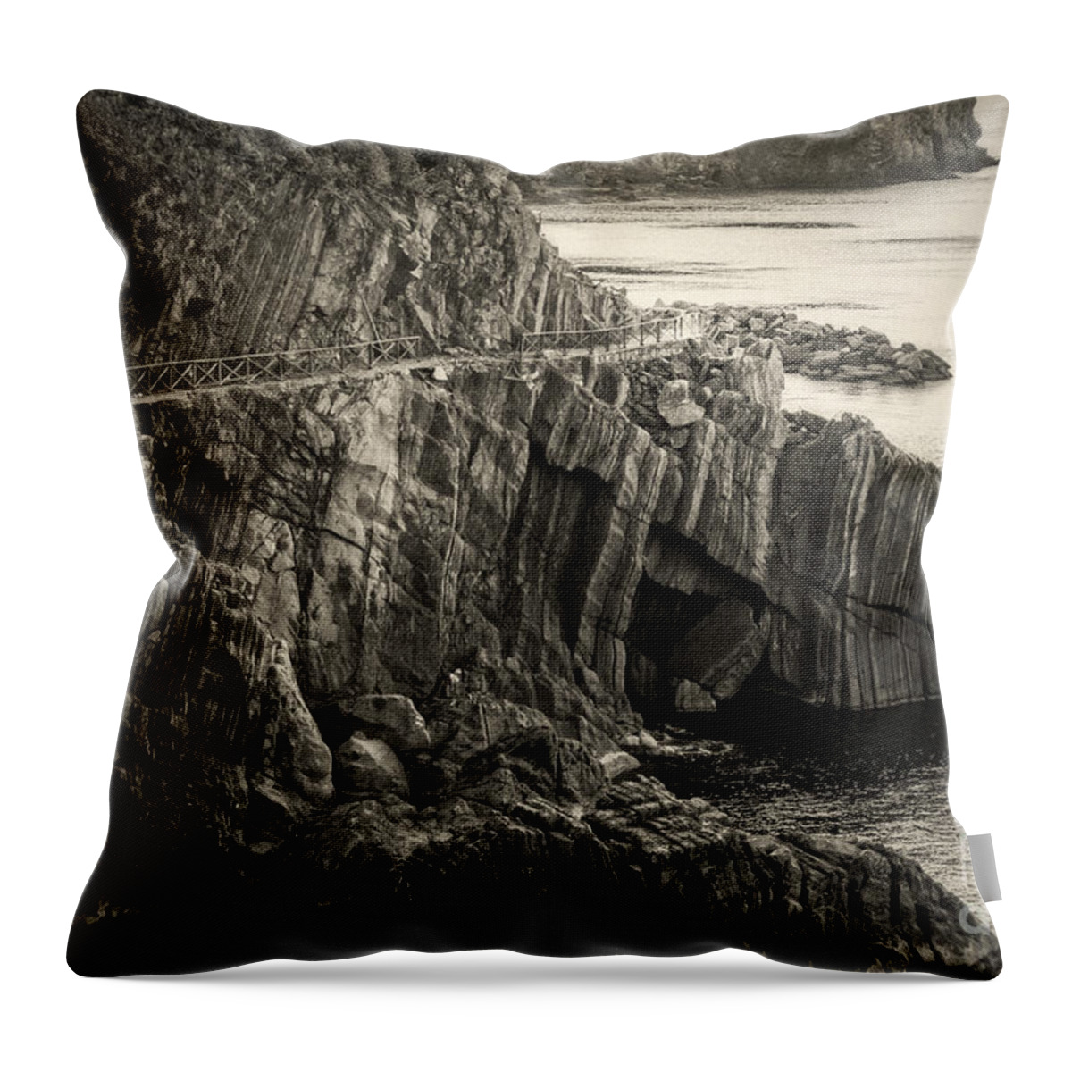 Cinque Terre Throw Pillow featuring the photograph Dangerous Passage of Cinque Terre by Prints of Italy