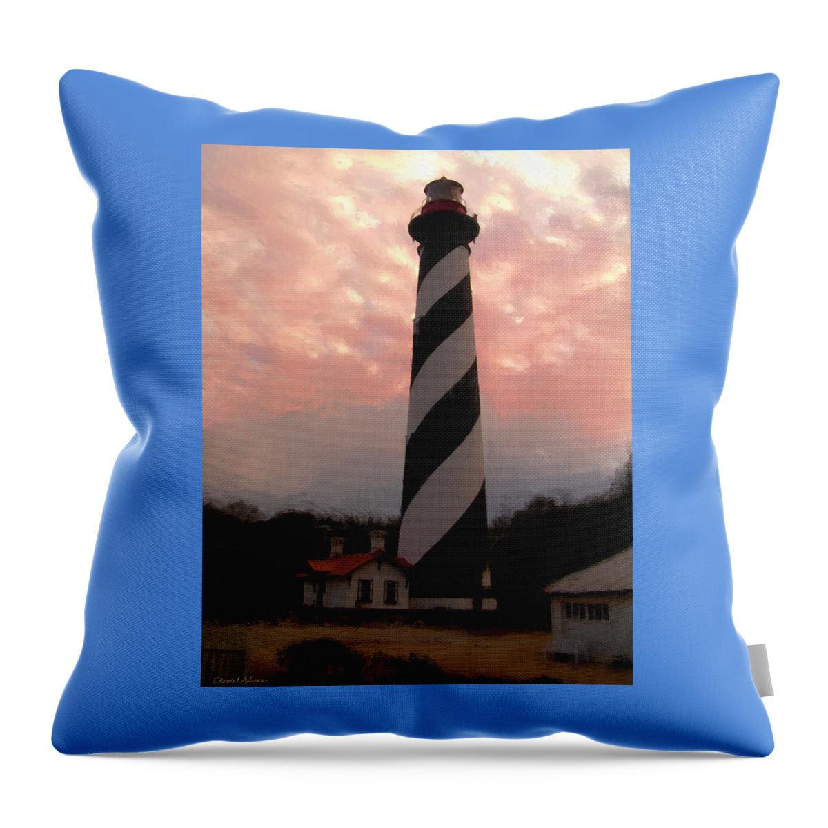 Light House Throw Pillow featuring the painting DA127 St. Augustine Lighthouse by Daniel Adams by Daniel Adams
