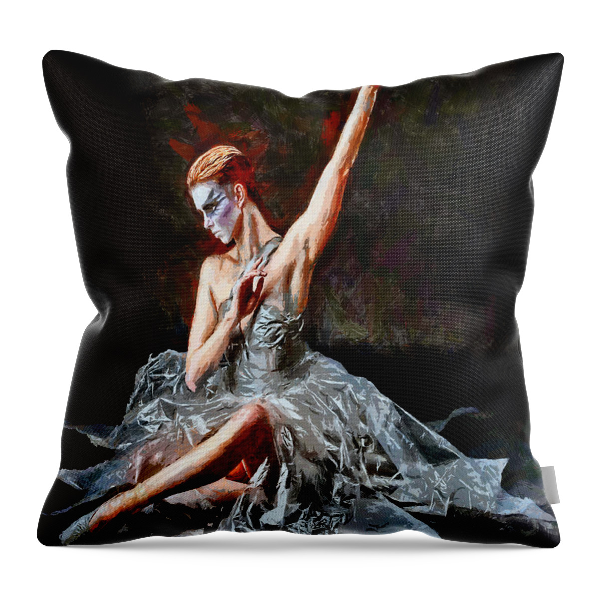 Dance Throw Pillow featuring the painting Danse Macabre by Tyler Robbins