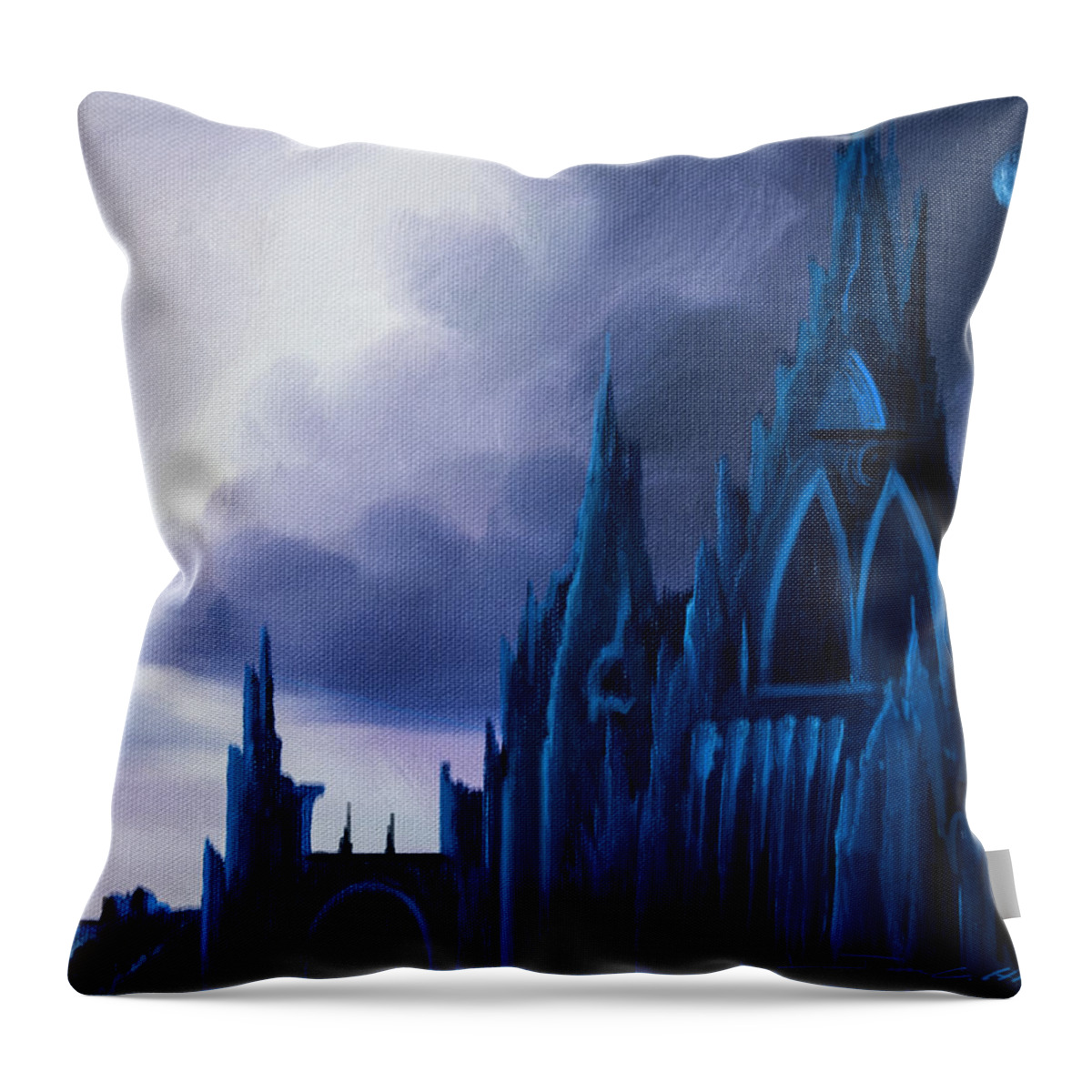 Castle Throw Pillow featuring the painting Dartonian Castle by James Hill