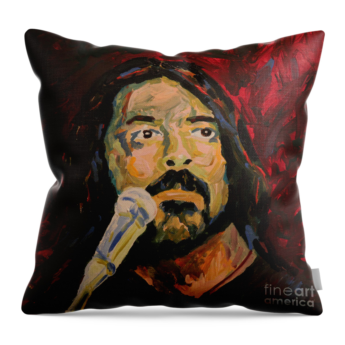 Dave Grohl Throw Pillow featuring the painting Dave Grohl Portrait by Robert Yaeger