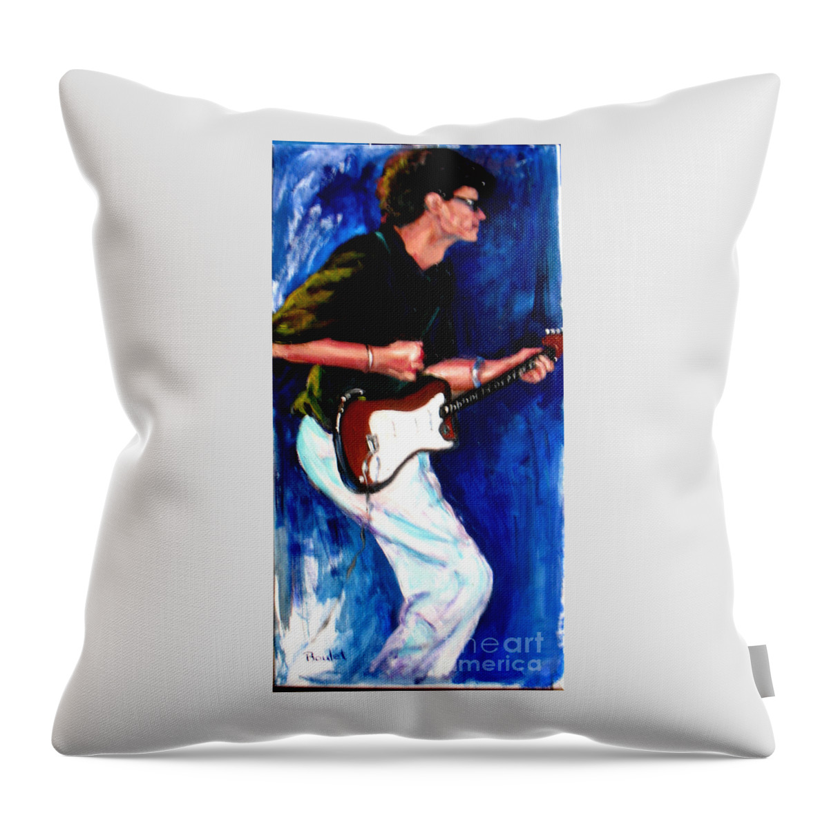 New Orleans Throw Pillow featuring the painting David on Guitar by Beverly Boulet