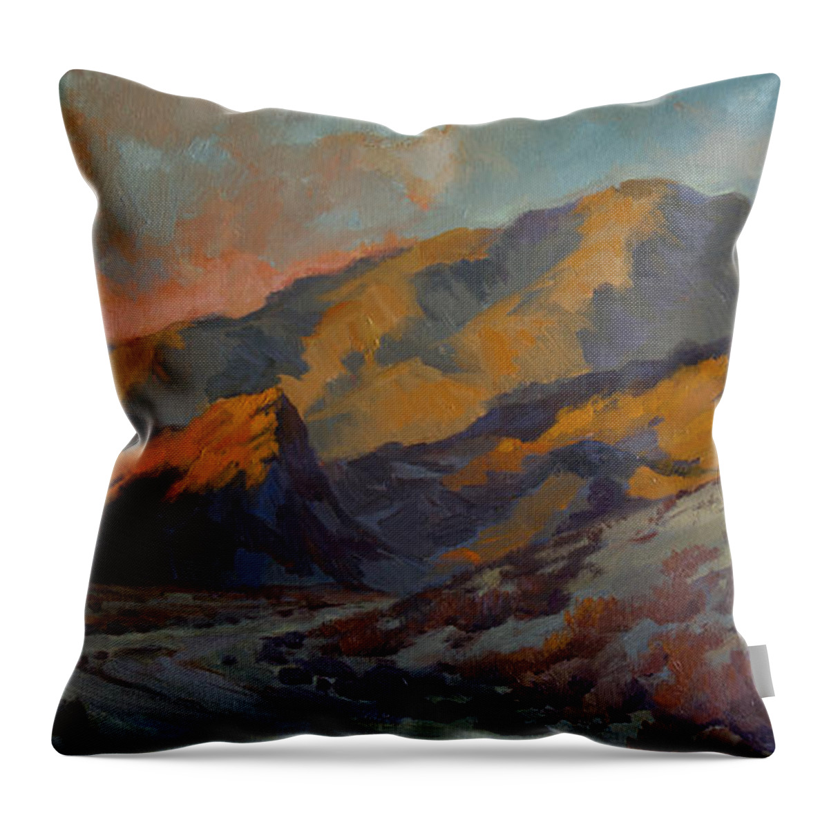 Dawn Throw Pillow featuring the painting Dawn at La Quinta Cove by Diane McClary