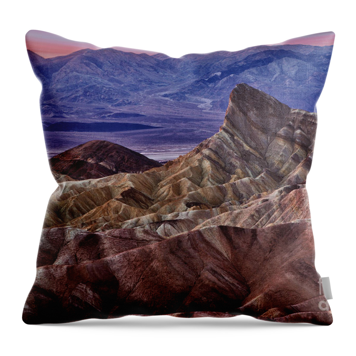 Death Valley Throw Pillow featuring the photograph Dawn at Zabriskie Point by Jerry Fornarotto
