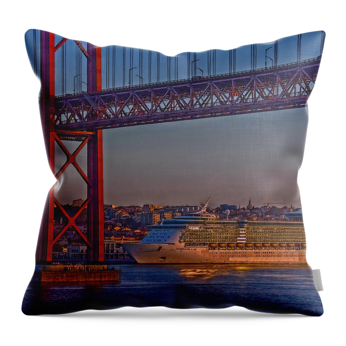 Bridge Throw Pillow featuring the photograph Dawn on the Harbor by Hanny Heim