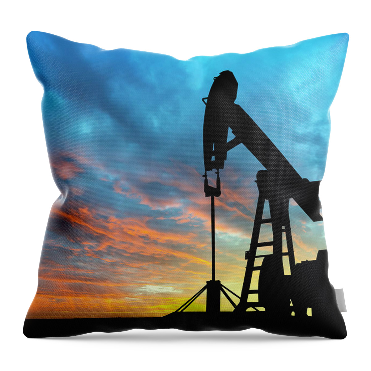 Shadow Throw Pillow featuring the photograph Dawn Over Petroleum Pump by Grafissimo