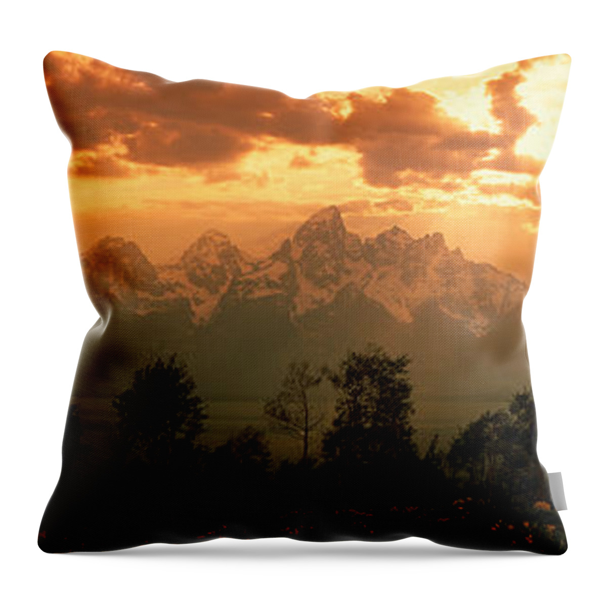 Photography Throw Pillow featuring the photograph Dawn Teton Range Grand Teton National by Panoramic Images
