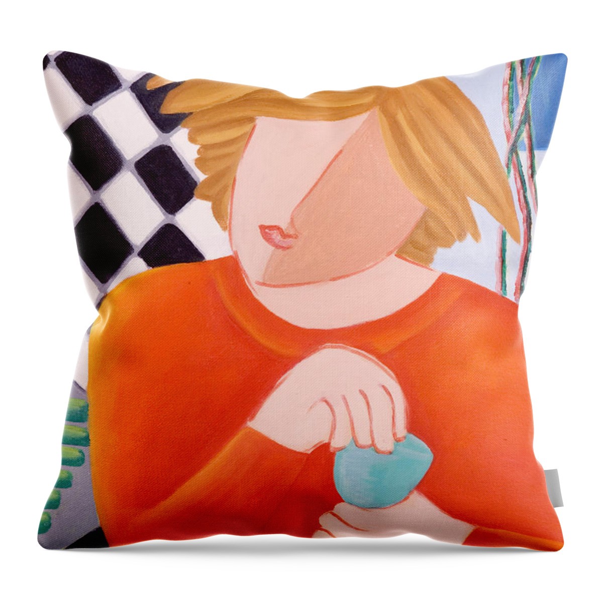 Contemporary Portrait Throw Pillow featuring the painting Day Dreamer by Lynn Soehner