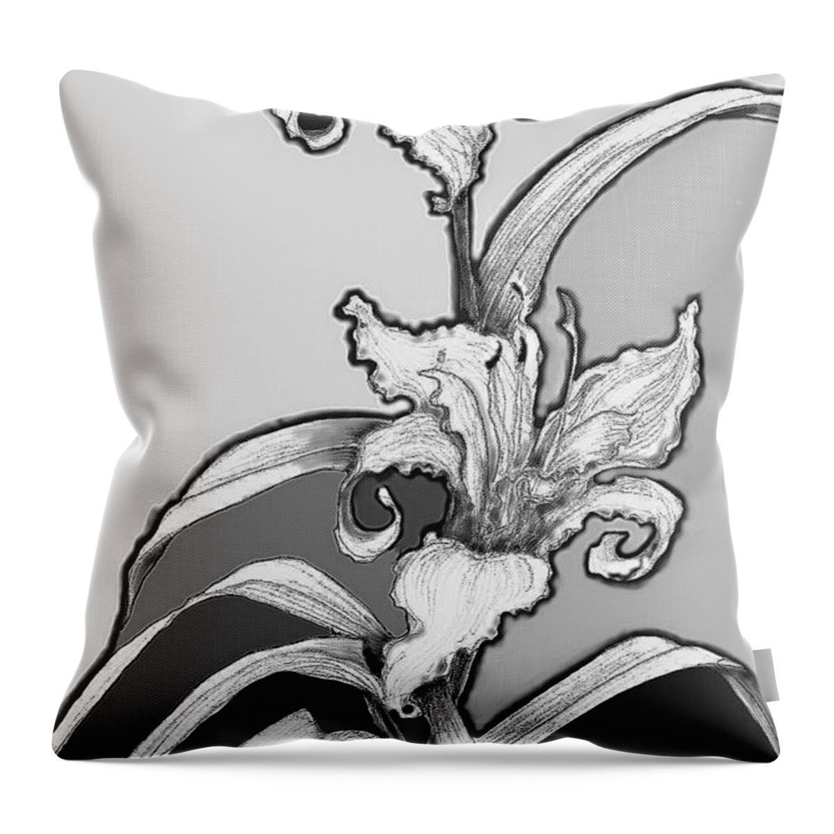 Lilies Throw Pillow featuring the digital art Day Lillies by Carol Jacobs