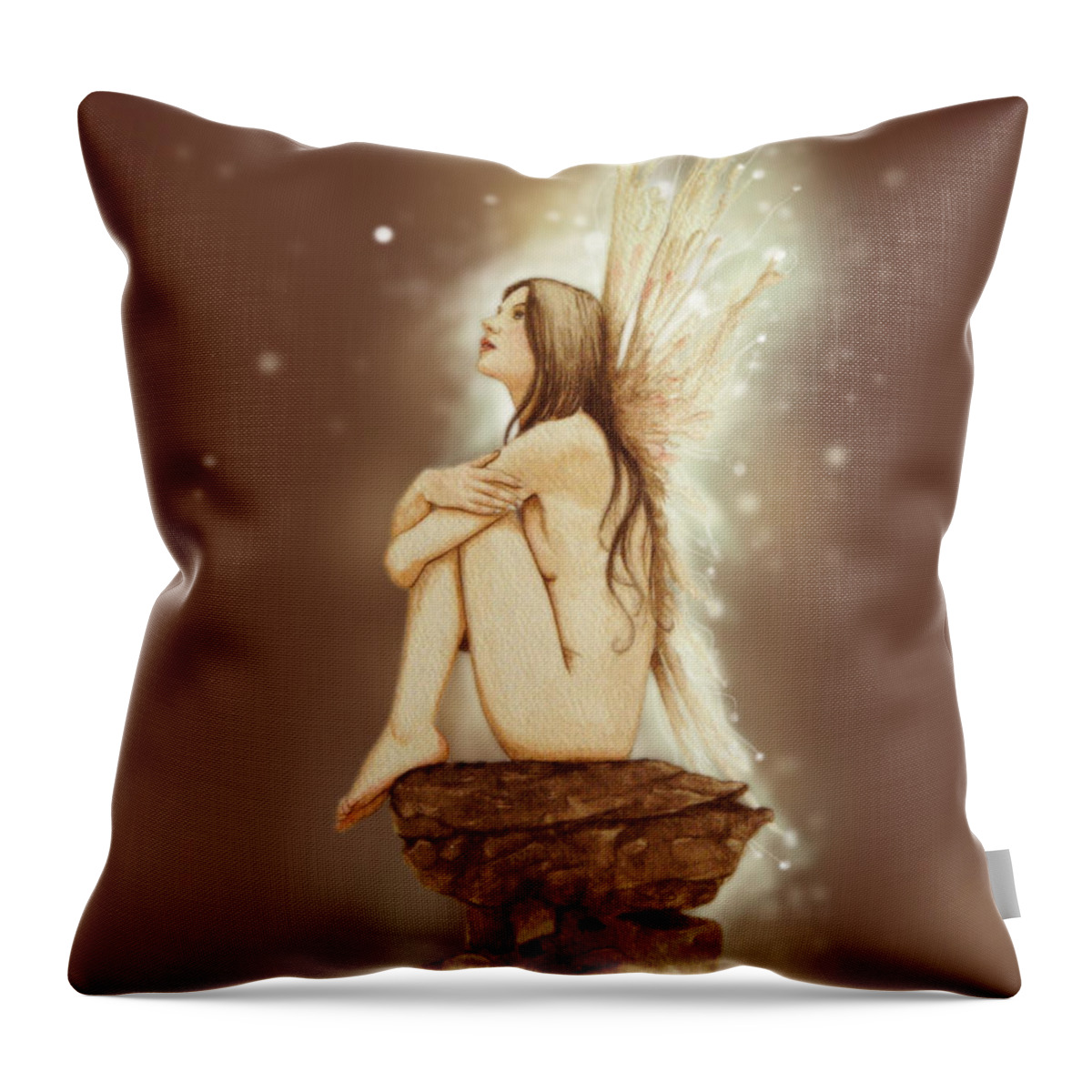 Paintings Throw Pillow featuring the painting Daydreaming Faerie by John Silver
