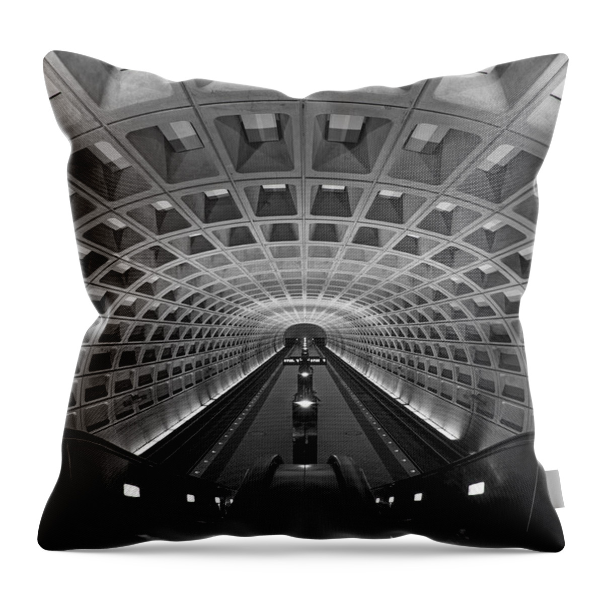 Washington Dc Throw Pillow featuring the photograph D.C. Subway by Dustin LeFevre