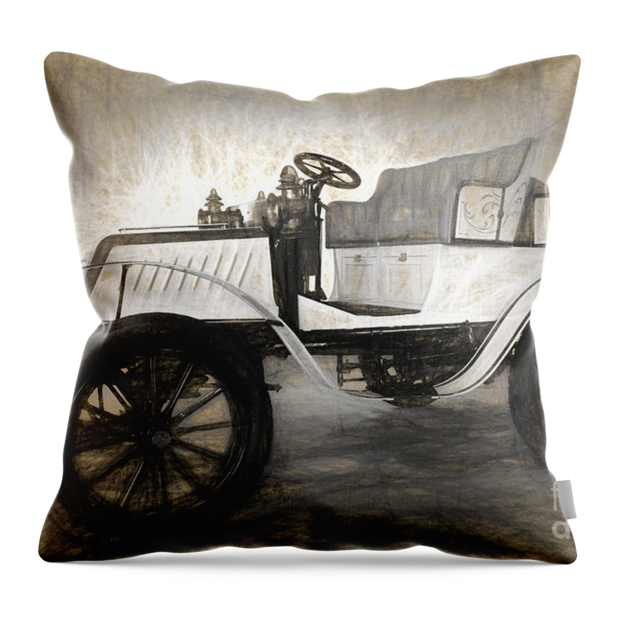 De Dion-bouton Throw Pillow featuring the digital art De Dion-Bouton by Perry Van Munster