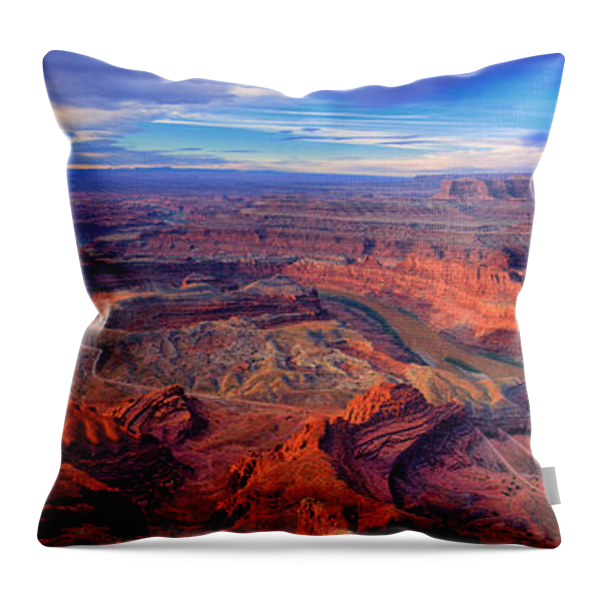 Dead Horse Point Throw Pillow featuring the photograph Dead Horse Point Panorama by Greg Norrell