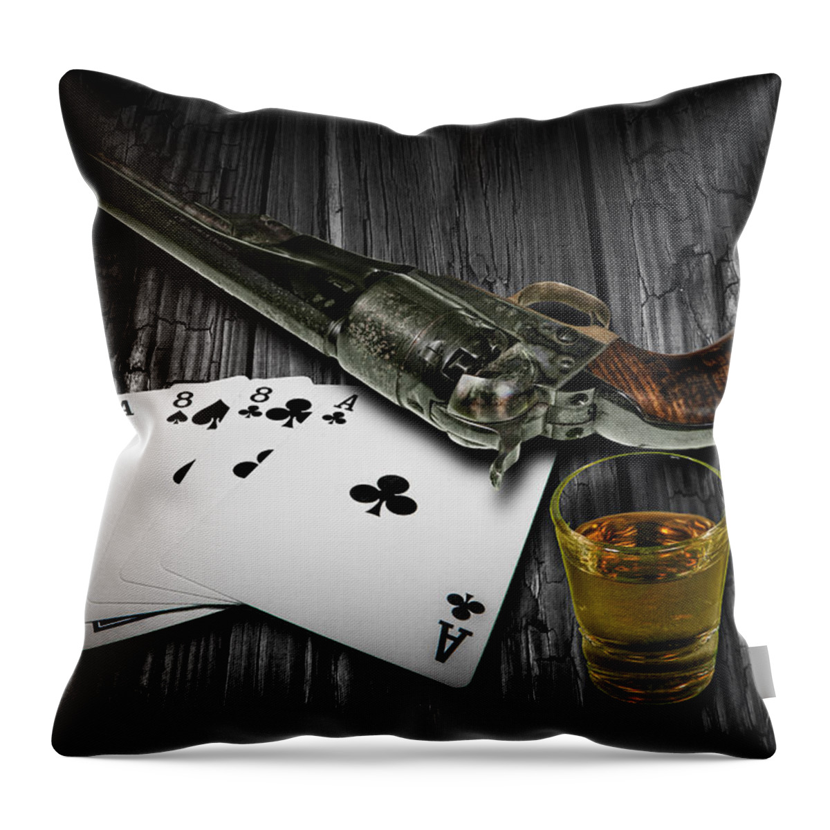 Game Throw Pillow featuring the photograph Dead Man's Hand Aces and Eights by Randall Nyhof