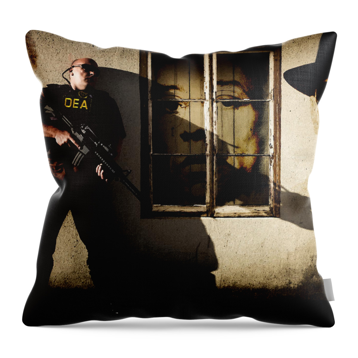 Breaking Bad Throw Pillow featuring the digital art Dean Norris as Hank Schrader @ TV serie Breaking Bad by Gabriel T Toro