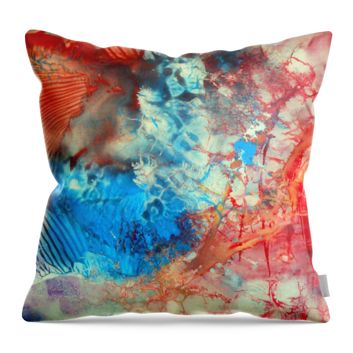 Decalcomaniac Throw Pillow featuring the painting Decalcomaniac Colorfield Abstraction Without Number by Otto Rapp