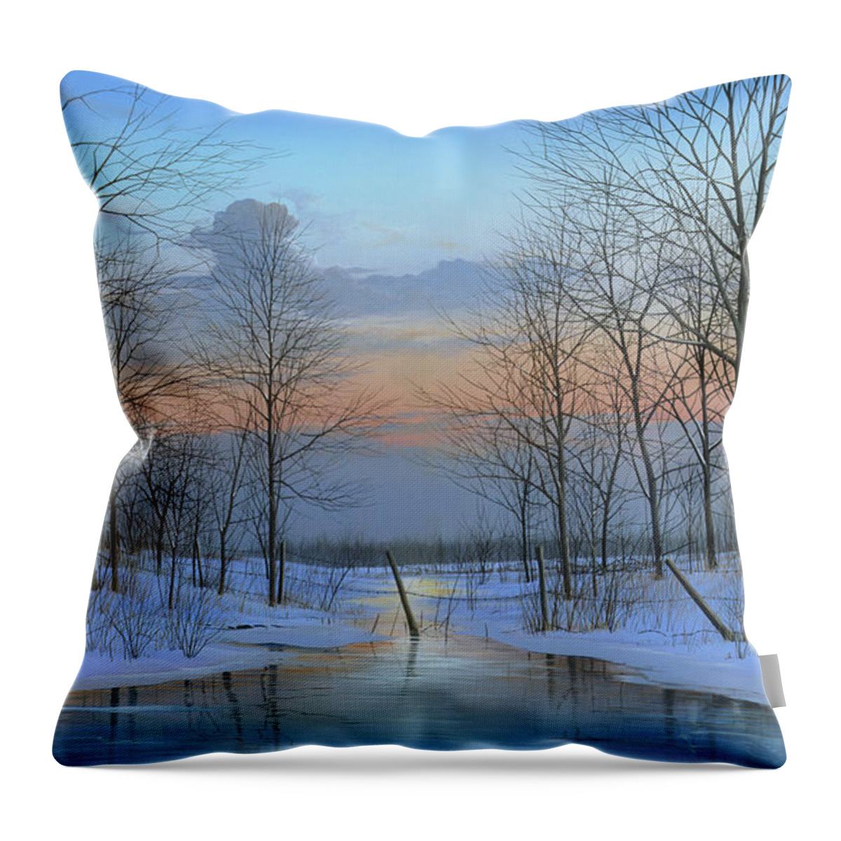 Winter Throw Pillow featuring the painting December Solitude by Mike Brown
