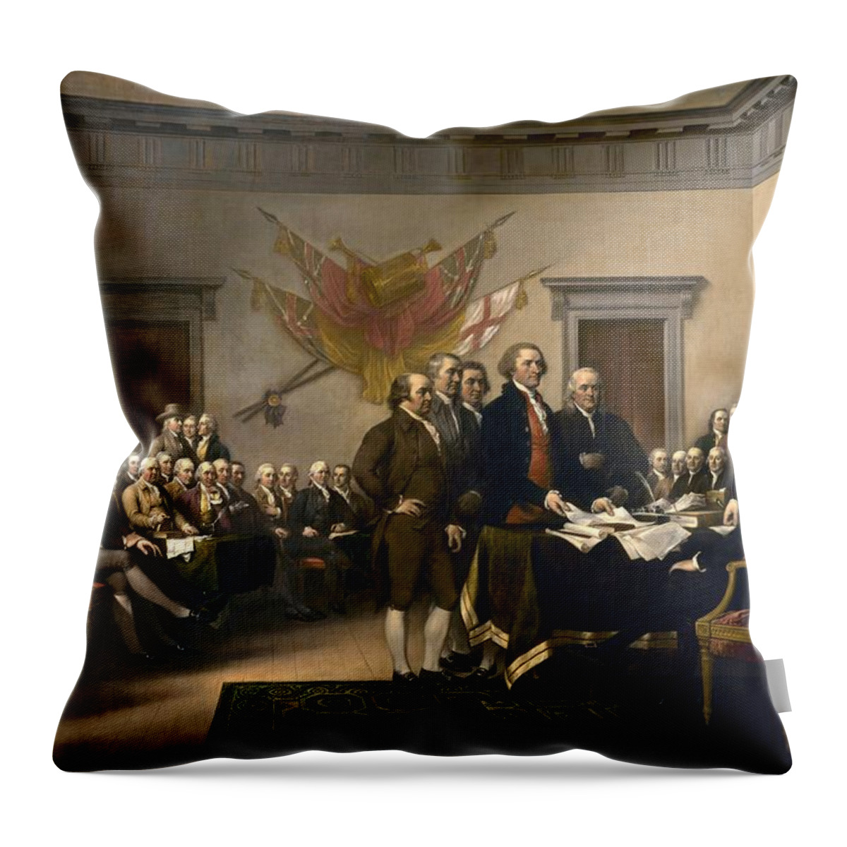 John Trumbull Throw Pillow featuring the digital art Declaration of Independence by John Trumbull